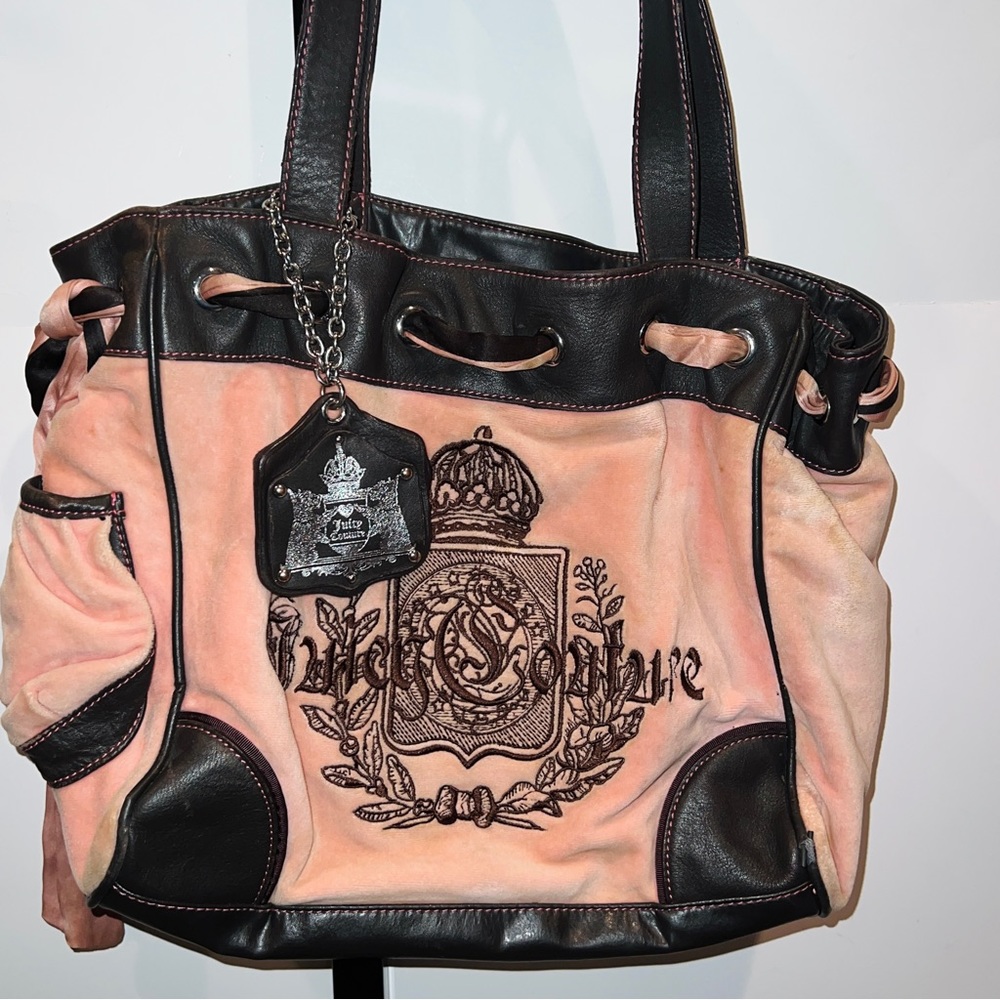 Vintage Pink Juicy Couture Tote Bag Handbag Purse Velour Y2K Daydreamer - Picture 1 of 13